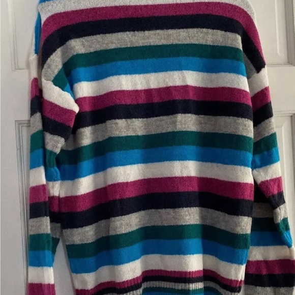 Macys Striped Sweater Top Wool Poly Mix  Beautiful XL XLarge Macys oversized - Picture 6 of 7